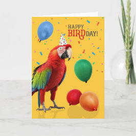 Funny Green Winged Macaw Parrot Birthday Kaart