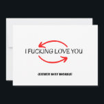 Funny Greeting, Rude Kaart voor Husband of Boyvrie<br><div class="desc">Funny Greeting,  Rude Kaart voor man of vriend heeft een funky font style en twee rode pijlen. perfect voor verjaardagsgeschenken.</div>