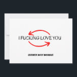 Funny Greeting, Rude Kaart voor Husband of Boyvrie<br><div class="desc">Funny Greeting,  Rude Kaart voor man of vriend heeft een funky font style en twee rode pijlen. perfect voor verjaardagsgeschenken.</div>