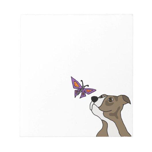 Funny Grey and White Pitbull and Butterfly Notitieblok (Voorkant)