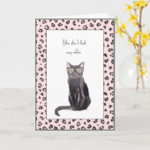 Funny Grey Cat met Leopard Print Glasses Birthday Kaart (Gele Bloem)