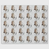 Funny Grey Cat Popping door Torn Paper Illusion Cadeaupapier (Vlak)