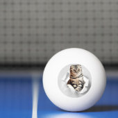 Funny Grey Cat Popping door Torn Paper Illusion Pingpongbal (Net)