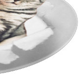 Funny Grey Cat Popping door Torn Paper Illusion Snijplank (Hoek)