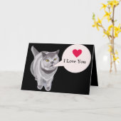 Funny Grey fat cat Valentijn Card Kaart (Gele Bloem)