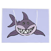 Funny Grey Grinning Shark Cartoon Groot Cadeauzakje (Achterkant)