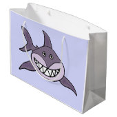 Funny Grey Grinning Shark Cartoon Groot Cadeauzakje (Achterkant Gekanteld)