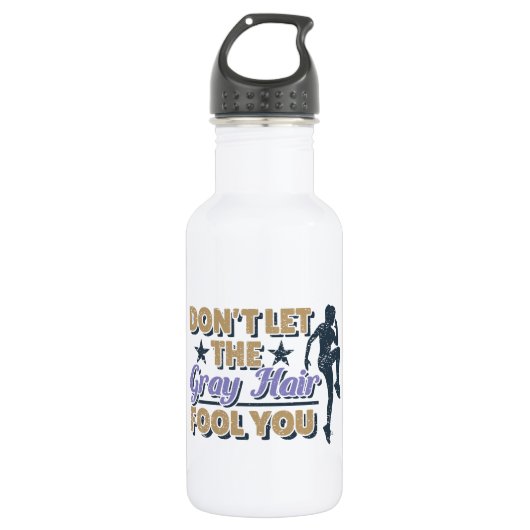 Funny Grey Hair Running Quote - Oudere Runner Waterfles (Voorkant)