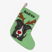 Funny Grey Pitbull Dog Kerstmis stoppen Kleine Kerstsok (Voorkant (Hangend))