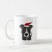 Funny Grey Pitbull in Santa Hat-kerstkunst Koffiemok (Links)
