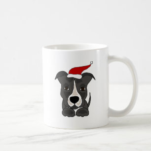 Funny Grey Pitbull in Santa Hat-kerstkunst Koffiemok