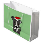Funny Grey Pitbull in Santa Hat-kerstkunst Large Cadeautasje (Voorkant Gekanteld)