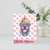 Funny Grey Pitbull is mijn Valentijn Dog Valentijn Feestdagenkaart (Staand voorkant)