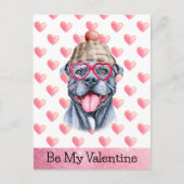 Funny Grey Pitbull is mijn Valentijn Dog Valentijn Feestdagenkaart (Voorkant)