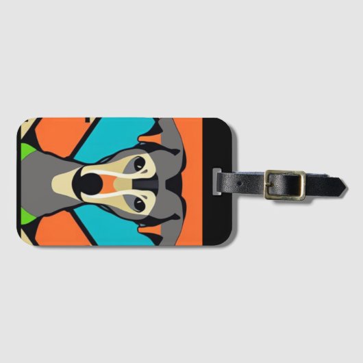 Funny Greyhound Dog Abstracte kunst Bagagelabel (Voorkant (horizontaal))