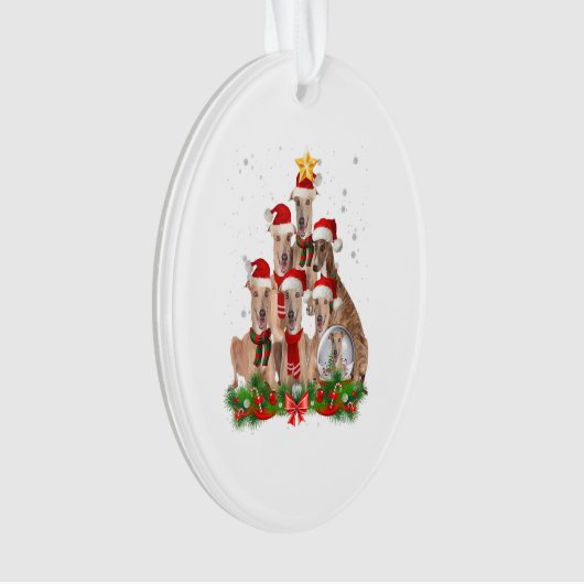 Funny Greyhound Dog Christmas Tree Gift Ornament (voorkant)