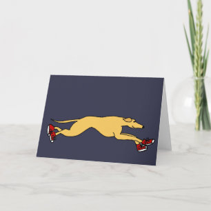 Funny Greyhound Dog die in de Rode Sneakers Kunst  Kaart