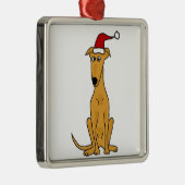 Funny Greyhound Dog in Santa Hat-kerstkunst Metalen Ornament (Rechts)