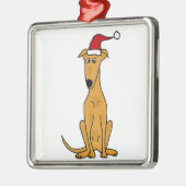 Funny Greyhound Dog in Santa Hat-kerstkunst Metalen Ornament (Links)