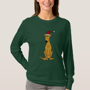 Funny Greyhound Dog in Santa Hat-kerstkunst T-shirt