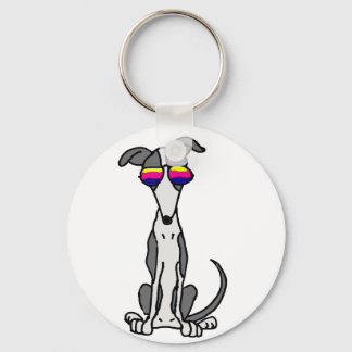 Funny Greyhound Dog in zonnebril Sleutelhanger