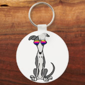 Funny Greyhound Dog in zonnebril Sleutelhanger (Voorkant)