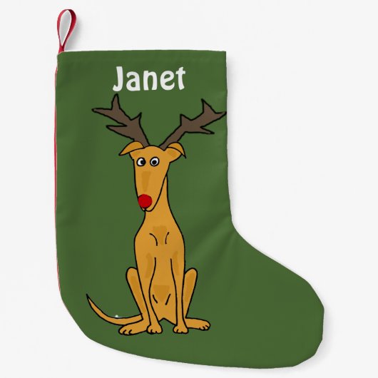 Funny Greyhound Dog Kerstmis stoppen Kleine Kerstsok (Voorkant)