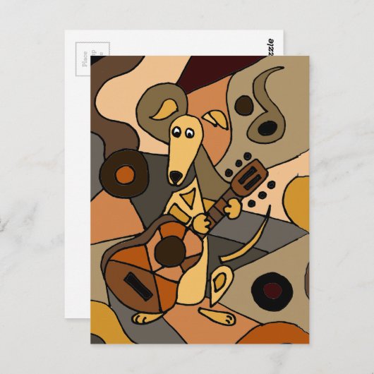 Funny Greyhound Dog Speling Guitar Abstract Briefkaart (Voorkant / Achterkant)