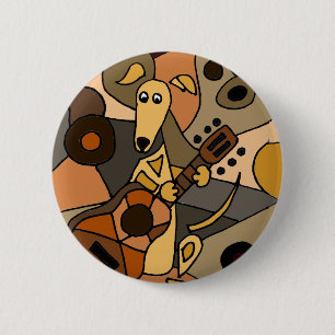 Funny Greyhound Dog Speling Guitar Abstract Ronde Button 5,7 Cm