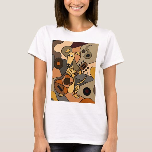 Funny Greyhound Dog Speling Guitar Abstract T-shirt (Voorkant)