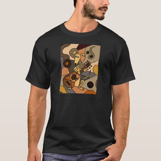 Funny Greyhound Dog Speling Guitar Abstract T-shirt (Voorkant)