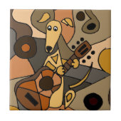 Funny Greyhound Dog Speling Guitar Abstract Tegeltje (Voorkant)