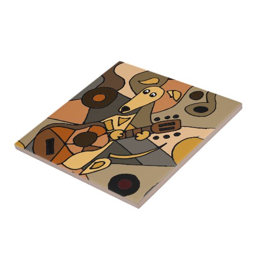 Funny Greyhound Dog Speling Guitar Abstract Tegeltje (Zijkant)