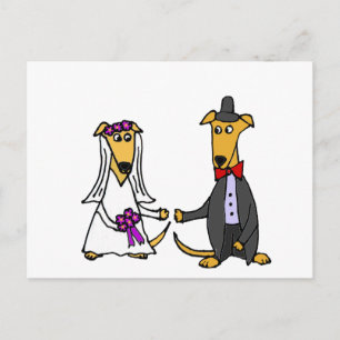 Funny Greyhound Dogs Bride en Groom Briefkaart