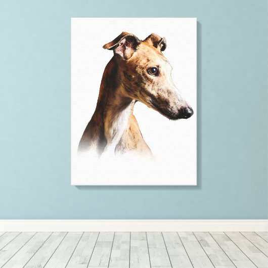 Funny Greyhound Face Greyhound Smile Greyhound Canvas Afdruk (Insitu (Houten vloer))