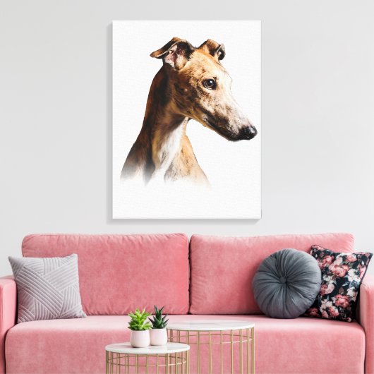 Funny Greyhound Face Greyhound Smile Greyhound Canvas Afdruk (Insitu (Woonkamer))