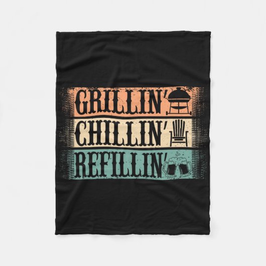 Funny  Grill Dad - Grilling Chilling Refill Fleece Deken (Voorkant)