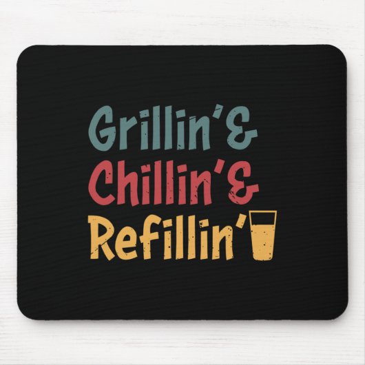 Funny Grill Dad - Grilling Chilling Refill Muismat (Voorkant)