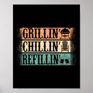 Funny Grill Dad - Grilling Chilling Refill Poster
