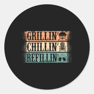 Funny  Grill Dad - Grilling Chilling Refill Ronde Sticker