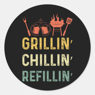 Funny  Grill Dad - Grilling Chilling Refill Ronde Sticker