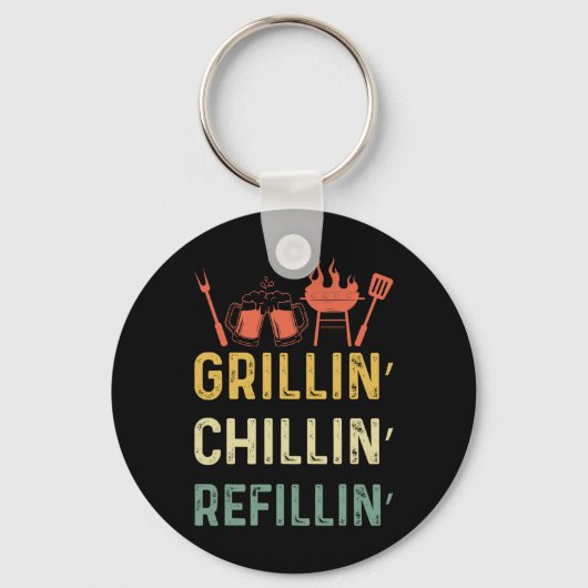 Funny Grill Dad - Grilling Chilling Refill Sleutelhanger (Voorkant)