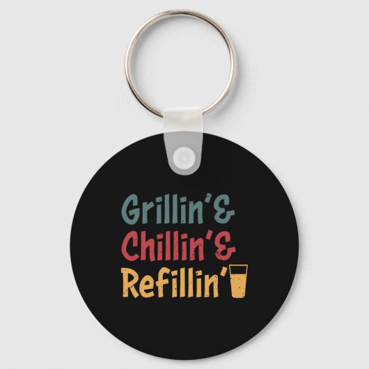 Funny Grill Dad - Grilling Chilling Refill Sleutelhanger (Voorkant)