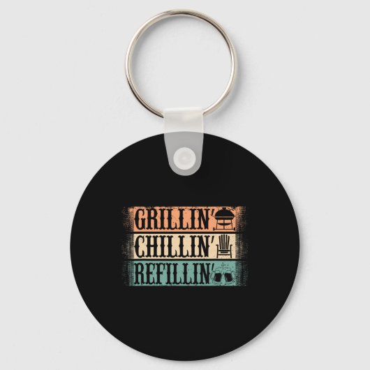 Funny Grill Dad - Grilling Chilling Refill Sleutelhanger (Voorkant)