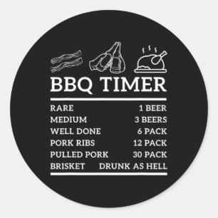 Funny Grill Gezegde BBQ Timer BBQ Biergrill Dad Ba Ronde Sticker
