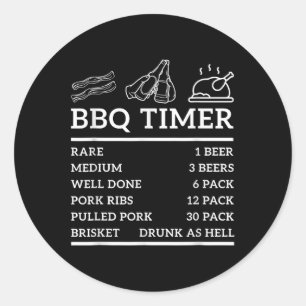 Funny Grill Gezegde BBQ Timer BBQ Biergrill Dad Ba Ronde Sticker