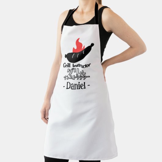 Funny Grill Instructor BBQ Sausage Bold Black Schort (Insitu)