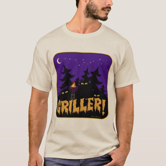 Funny Griller BBQ Horror themed Cartoon Design T-S T-shirt (Voorkant)