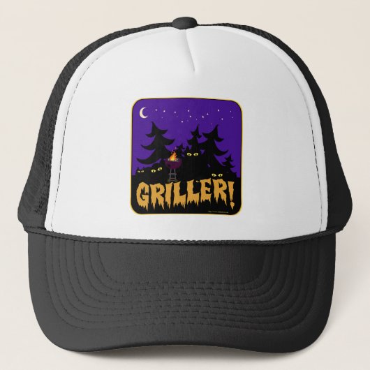Funny Griller BBQ Horror ThMED Cartoon Design Trucker Pet (Voorkant)