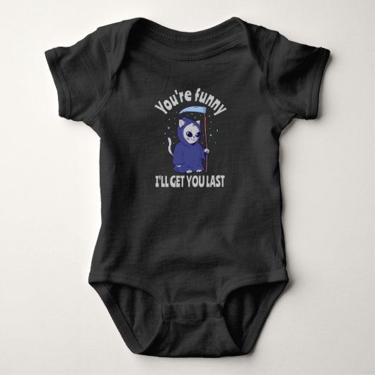 Funny Grim Reaper Cat Halloween Costume Romper (Voorkant)
